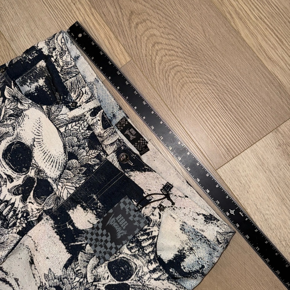 Skeleton Grunge Navy/Ivory Tapestry Heavyweight Straight Cargo Pants 36x32 NEW🔥 - Picture 11 of 11